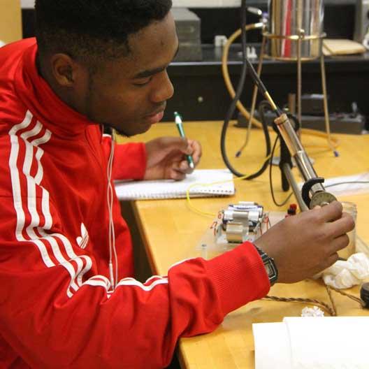 A student in Physics lab